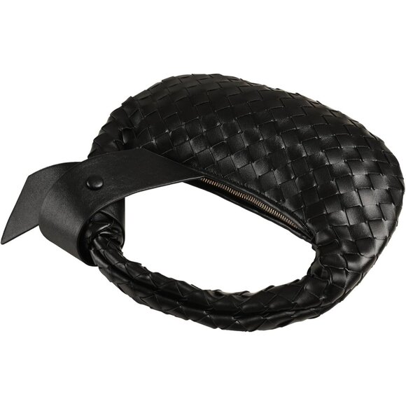 Leather Woven Knot Clutch Dumpling Hobo Top Handle Bag for Women with Elegant Ha - Picture 1 of 7